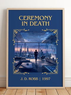 Ceremony In Death Classic Book Art Print by J. D. Robb – framed print leaning on a wooden floor