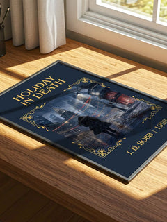 Holiday In Death Classic Book Art Print by J. D. Robb – print on a sunlit desk