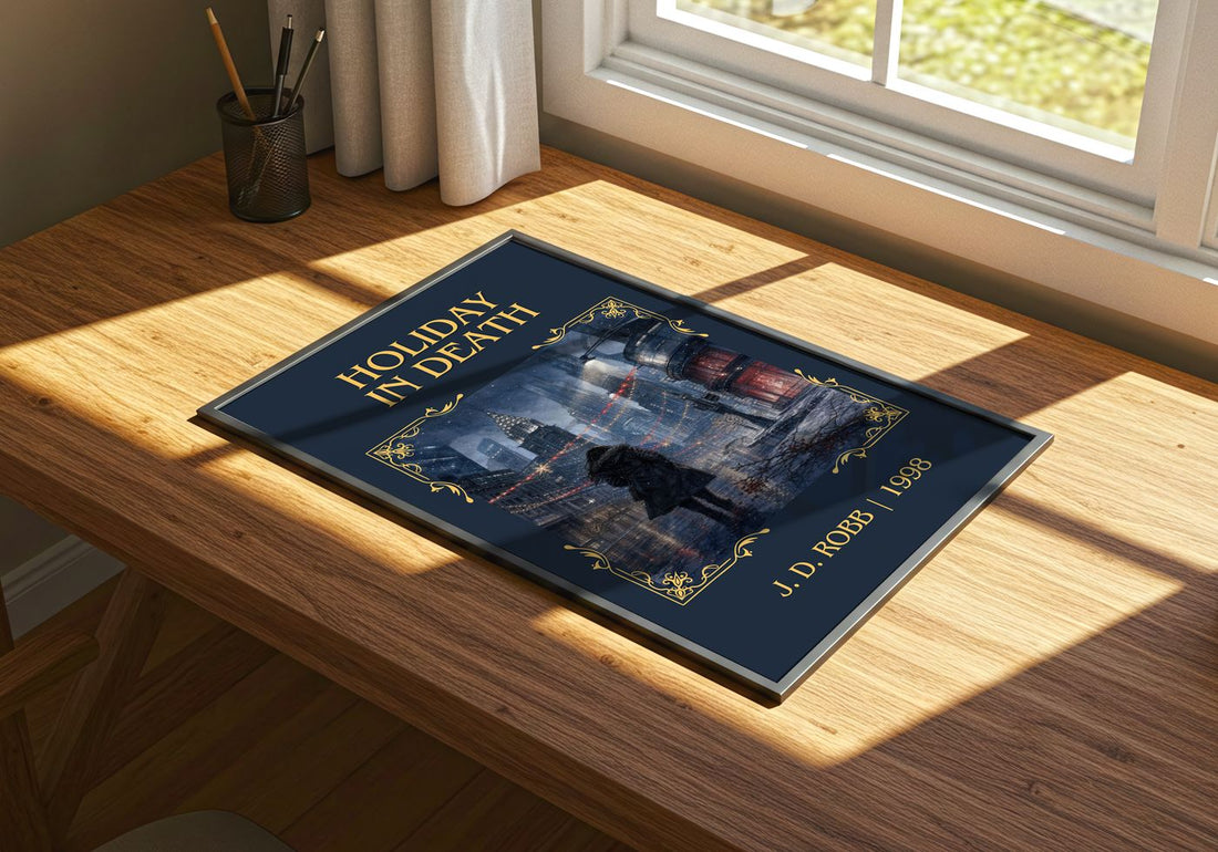 Holiday In Death Classic Book Art Print by J. D. Robb – print on a sunlit desk