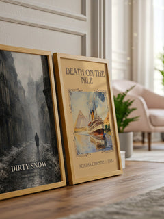 Dirty Snow watercolour print framed by window – literary home decor