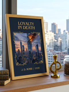 Loyalty In Death Classic Book Art Print by J. D. Robb – framed print on a city-view windowsill