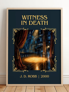 Witness In Death Classic Book Art Print by J. D. Robb – framed print leaning on a wooden floor