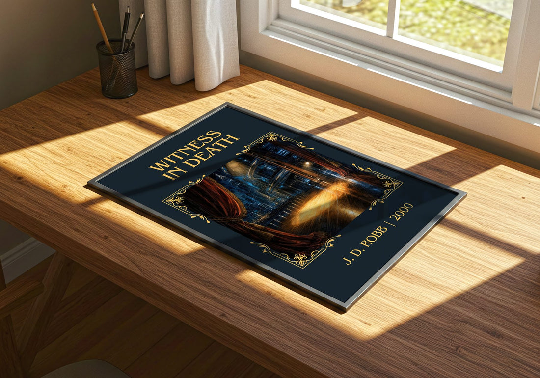 Witness In Death Classic Book Art Print by J. D. Robb – print on a sunlit desk