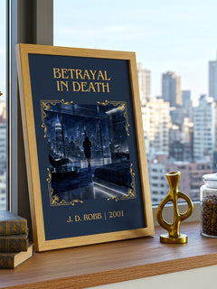 Betrayal In Death Classic Book Art Print by J. D. Robb – framed print on a city-view windowsill