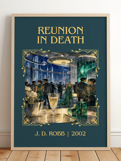 Reunion In Death Classic Book Art Print by J. D. Robb – framed print leaning on a wooden floor