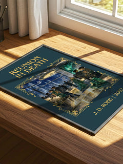 Reunion In Death Classic Book Art Print by J. D. Robb – print on a sunlit desk