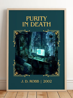Purity In Death Classic Book Art Print by J. D. Robb – framed print leaning on a wooden floor