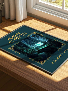 Purity In Death Classic Book Art Print by J. D. Robb – print on a sunlit desk