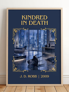 Kindred In Death Classic Book Art Print by J. D. Robb – framed print leaning on a wooden floor
