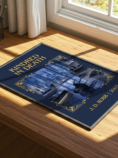 Kindred In Death Classic Book Art Print by J. D. Robb – print on a sunlit desk