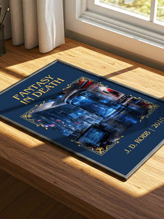 Fantasy In Death Classic Book Art Print by J. D. Robb – print on a sunlit desk