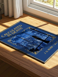 Calculated In Death Classic Book Art Print by J. D. Robb – print on a sunlit desk