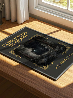 Concealed In Death Classic Book Art Print by J. D. Robb – print on a sunlit desk