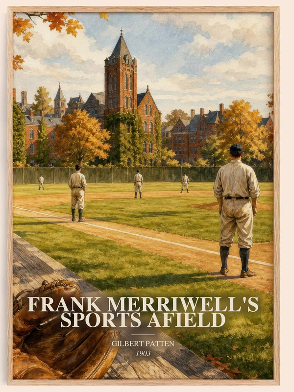 Frank Merriwell'S Sports Afield watercolour book poster by Gilbert Patten – framed literary art print
