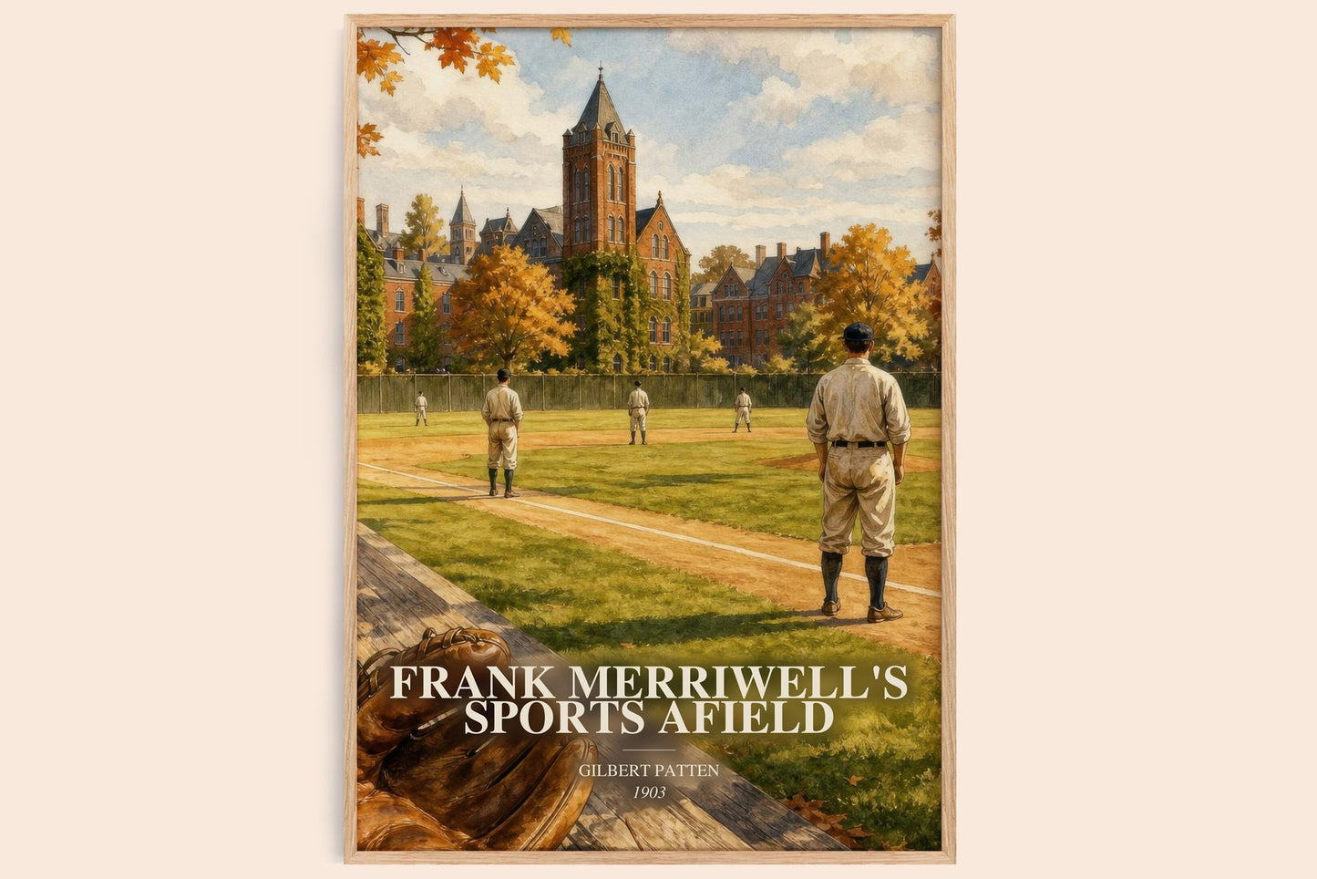 Frank Merriwell'S Sports Afield watercolour book poster by Gilbert Patten – framed literary art print