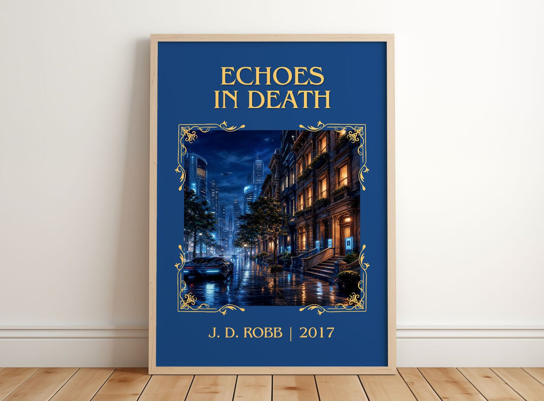 Echoes In Death Classic Book Art Print by J. D. Robb – framed print leaning on a wooden floor