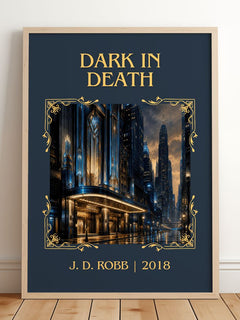 Dark In Death Classic Book Art Print by J. D. Robb – framed print leaning on a wooden floor