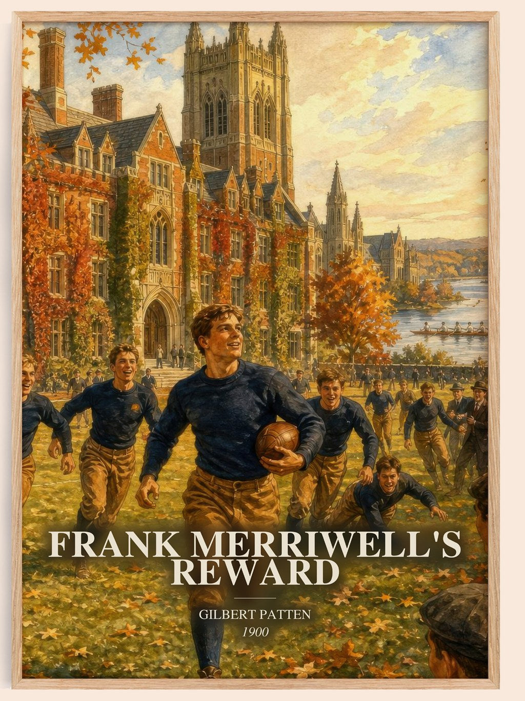 Frank Merriwell'S Reward watercolour book poster by Gilbert Patten – framed literary art print