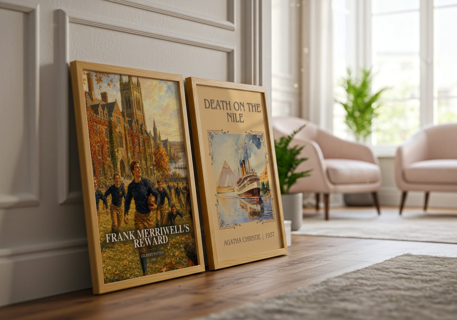 Frank Merriwell'S Reward watercolour print framed by window – literary home decor