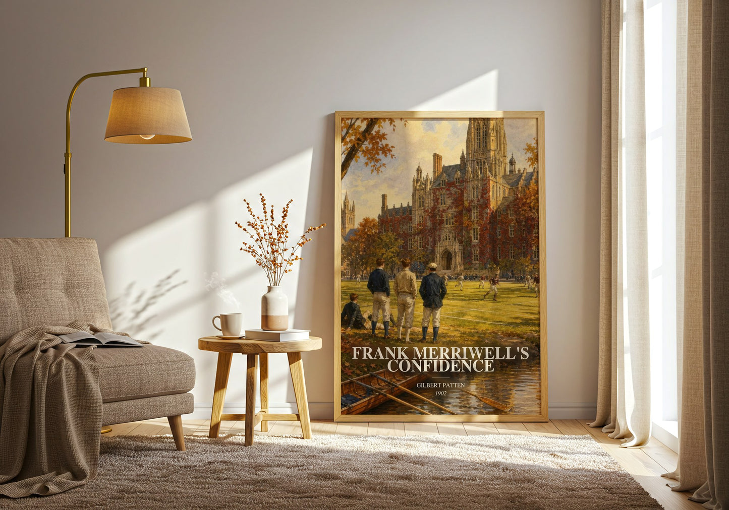 Frank Merriwell'S Confidence watercolour print in frame leaning in hallway – adventure wall art