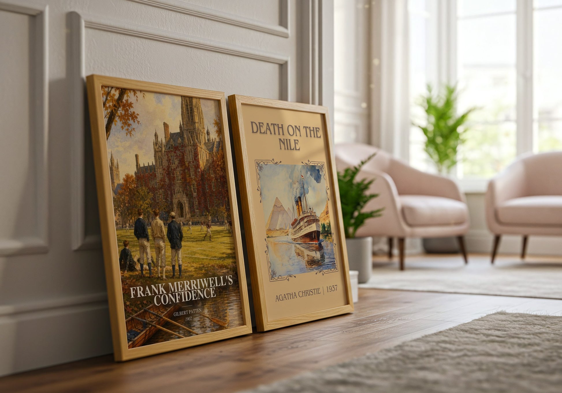 Frank Merriwell'S Confidence watercolour print framed by window – literary home decor