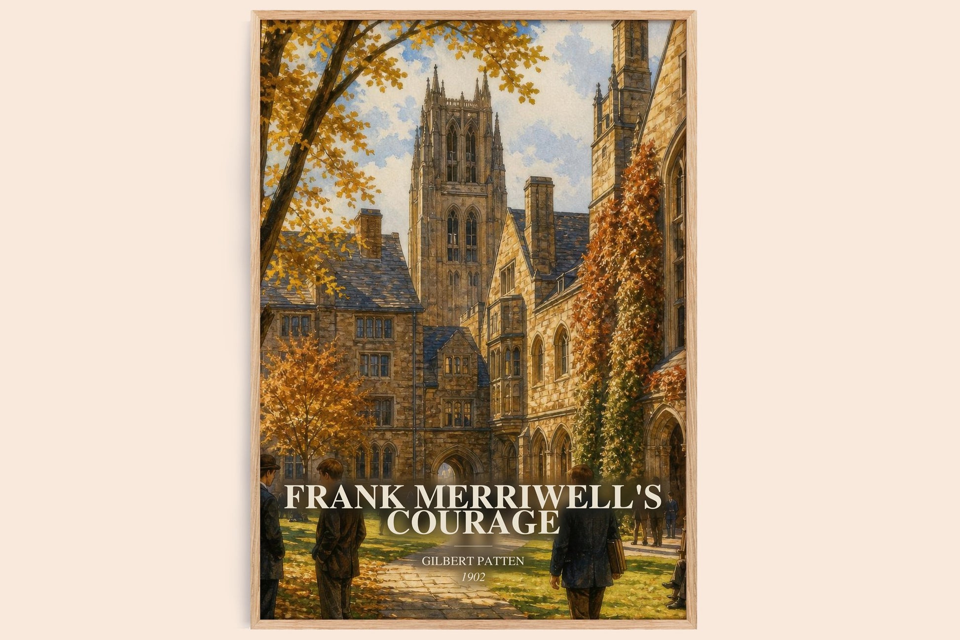 Frank Merriwell'S Courage watercolour book poster by Gilbert Patten – framed literary art print