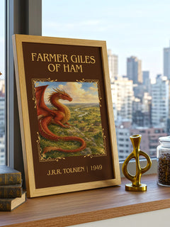 Farmer Giles Of Ham Classic Book Art Print by J.R.R. Tolkien – framed print on a city-view windowsill