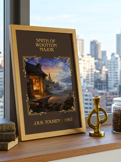 Smith Of Wootton Major Classic Book Art Print by J.R.R. Tolkien – framed print on a city-view windowsill