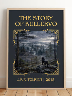 The Story Of Kullervo Classic Book Art Print by J.R.R. Tolkien – framed print leaning on a wooden floor