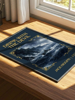 Drink With The Devil Classic Book Art Print by Jack Higgins – print on a sunlit desk
