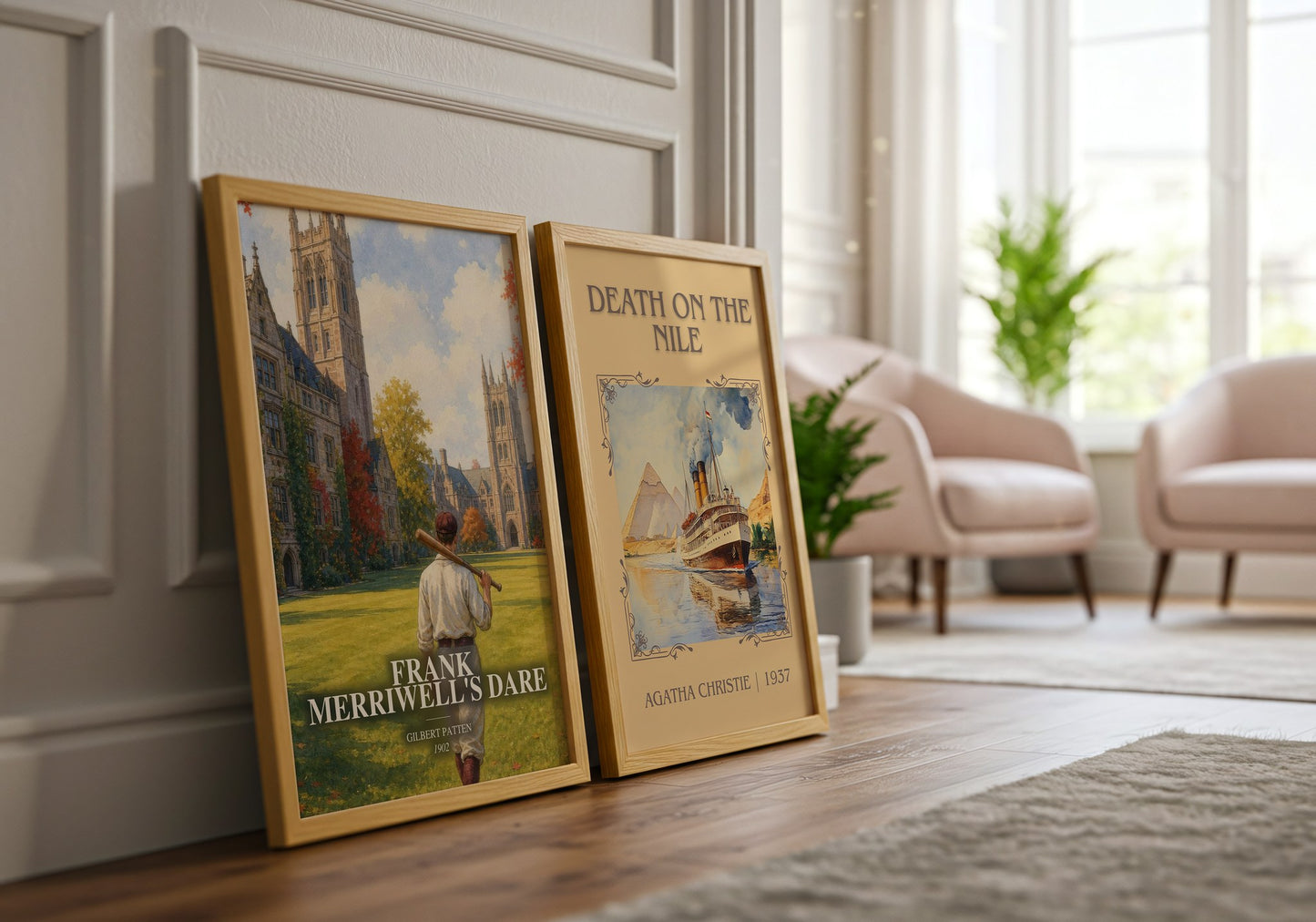 Frank Merriwell'S Dare watercolour print framed by window – literary home decor