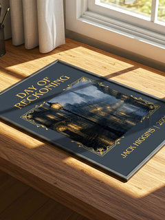 Day Of Reckoning Classic Book Art Print by Jack Higgins – print on a sunlit desk