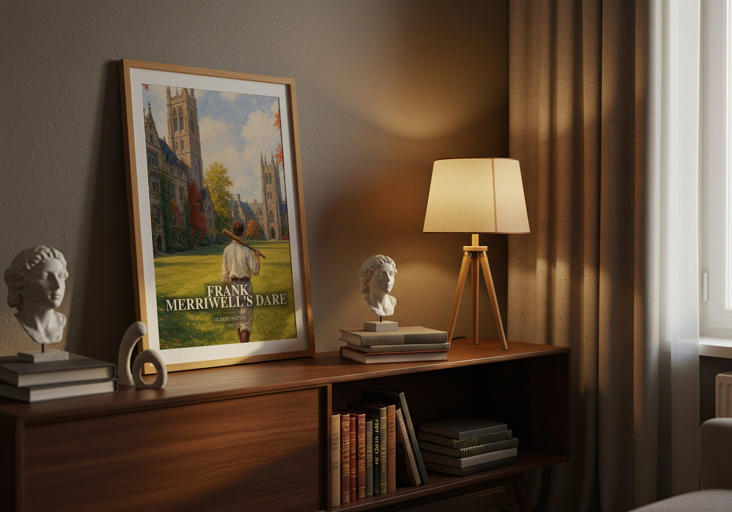 Frank Merriwell'S Dare watercolour print on bookshelf – Gilbert Patten fan gift