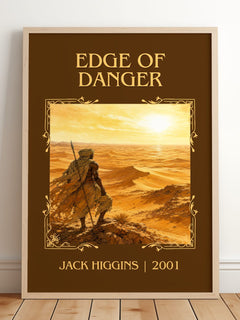 Edge Of Danger Classic Book Art Print by Jack Higgins – framed print leaning on a wooden floor