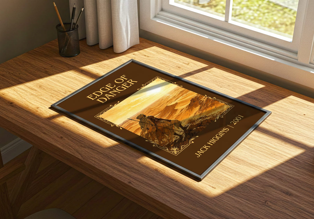 Edge Of Danger Classic Book Art Print by Jack Higgins – print on a sunlit desk