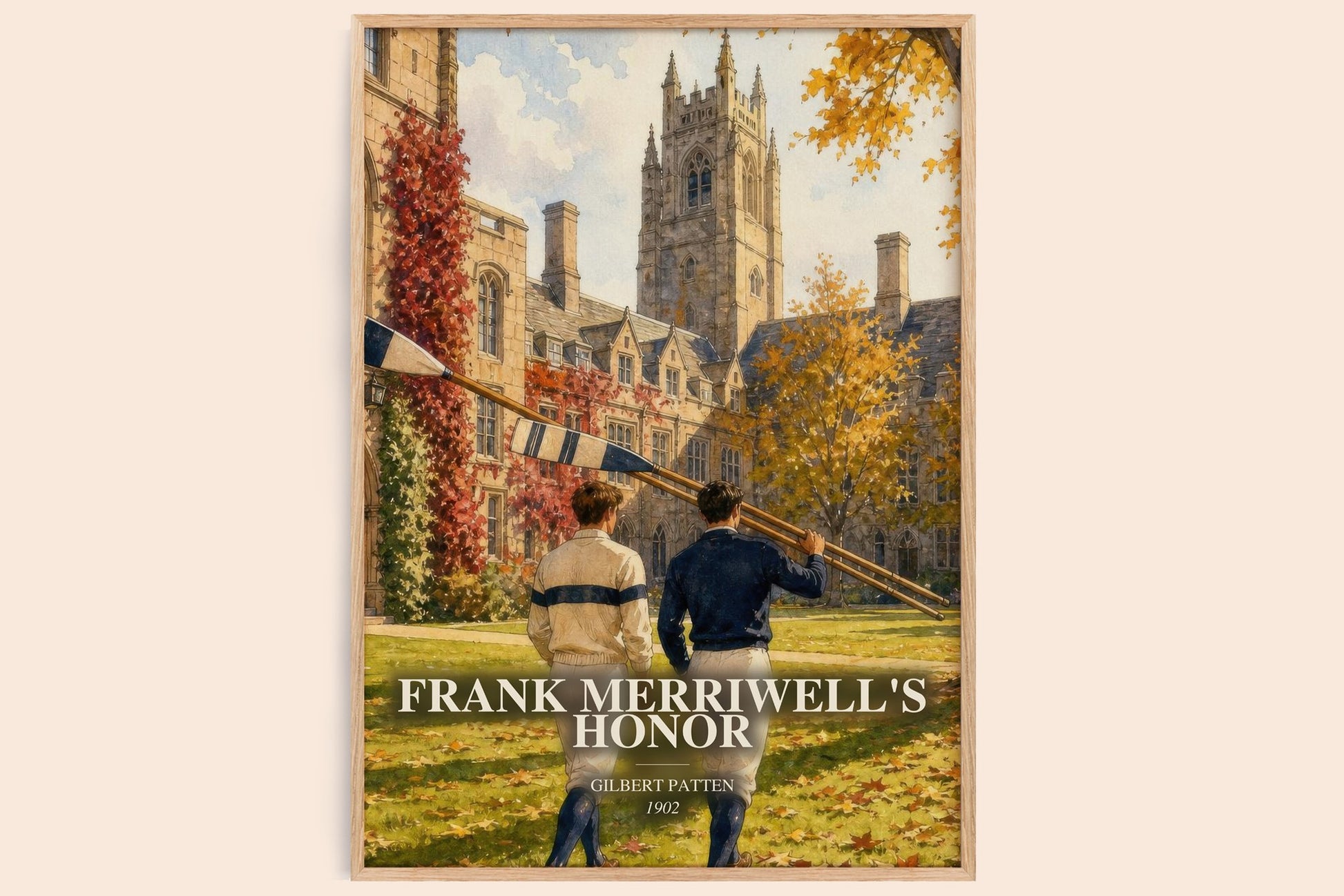 Frank Merriwell'S Honor watercolour book poster by Gilbert Patten – framed literary art print