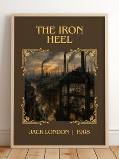 The Iron Heel Classic Book Art Print by Jack London – framed print leaning on a wooden floor