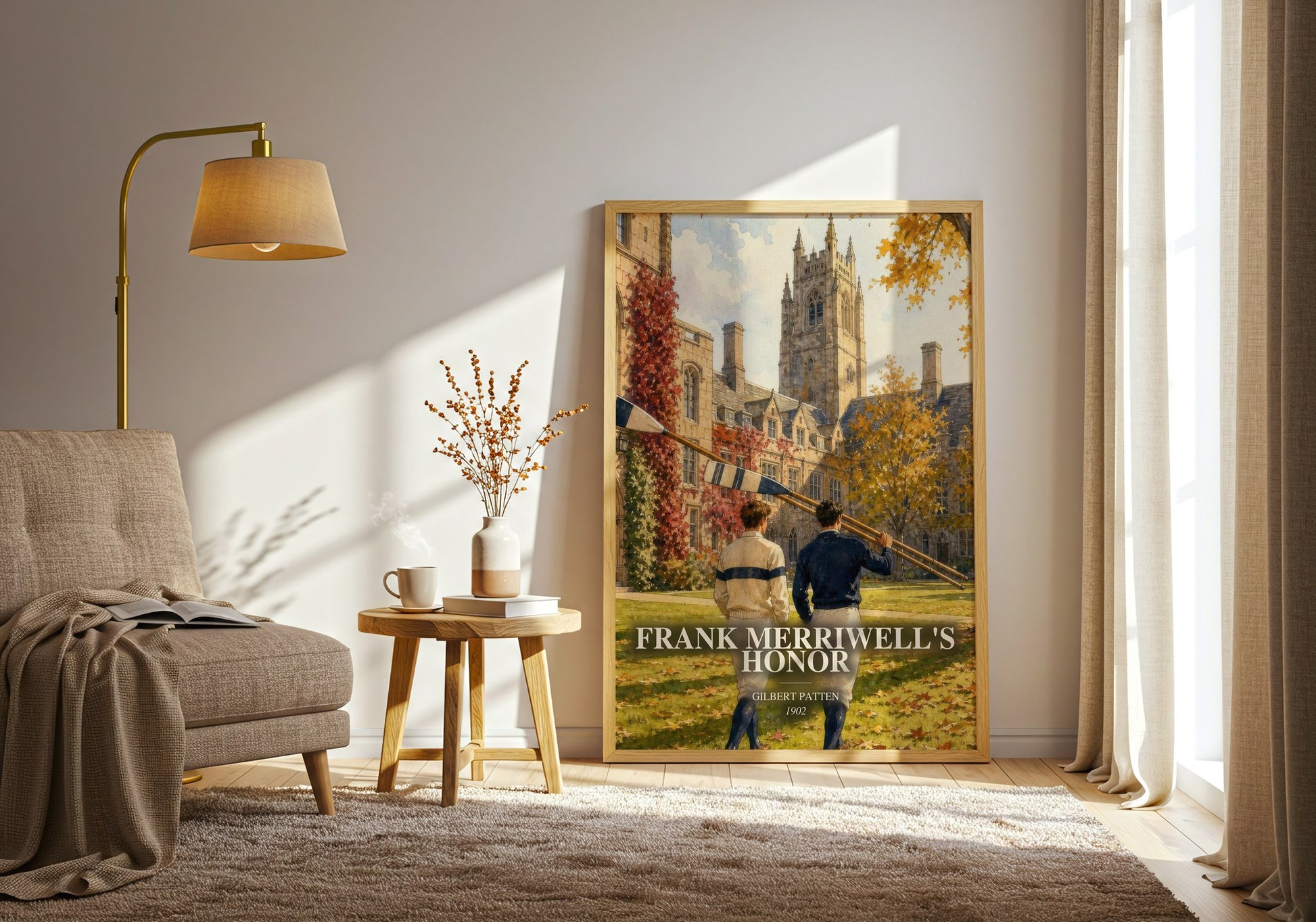 Frank Merriwell'S Honor watercolour print in frame leaning in hallway – childrens wall art