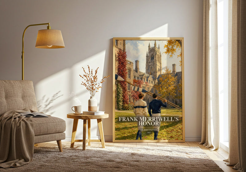 Frank Merriwell'S Honor watercolour print in frame leaning in hallway – childrens wall art