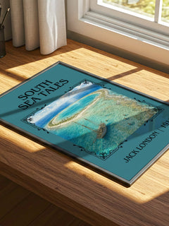 South Sea Tales Classic Book Art Print by Jack London – print on a sunlit desk