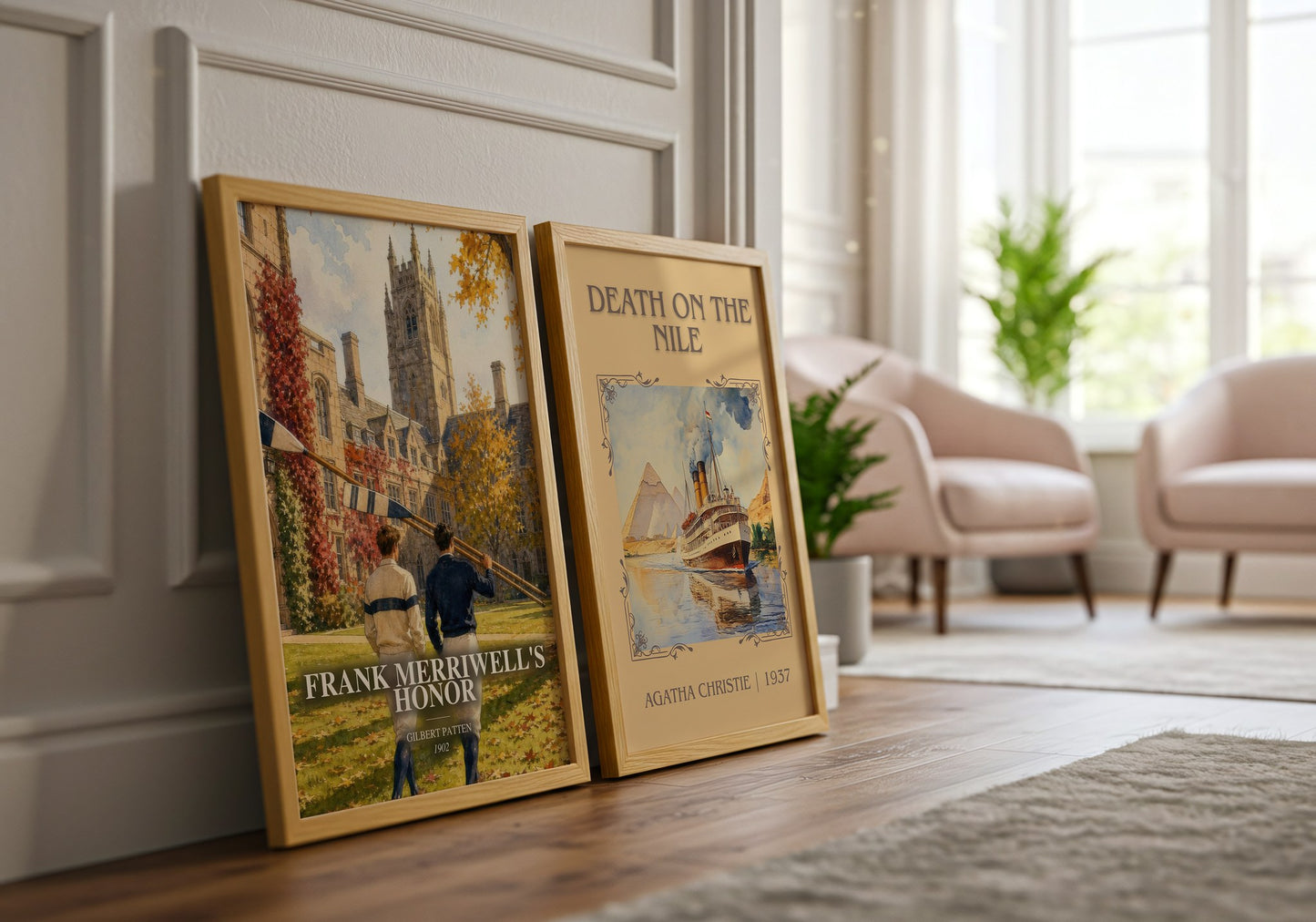 Frank Merriwell'S Honor watercolour print framed by window – literary home decor