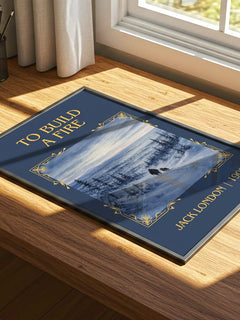 To Build A Fire Classic Book Art Print by Jack London – print on a sunlit desk