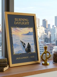 Burning Daylight Classic Book Art Print by Jack London – framed print on a city-view windowsill