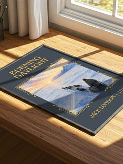 Burning Daylight Classic Book Art Print by Jack London – print on a sunlit desk