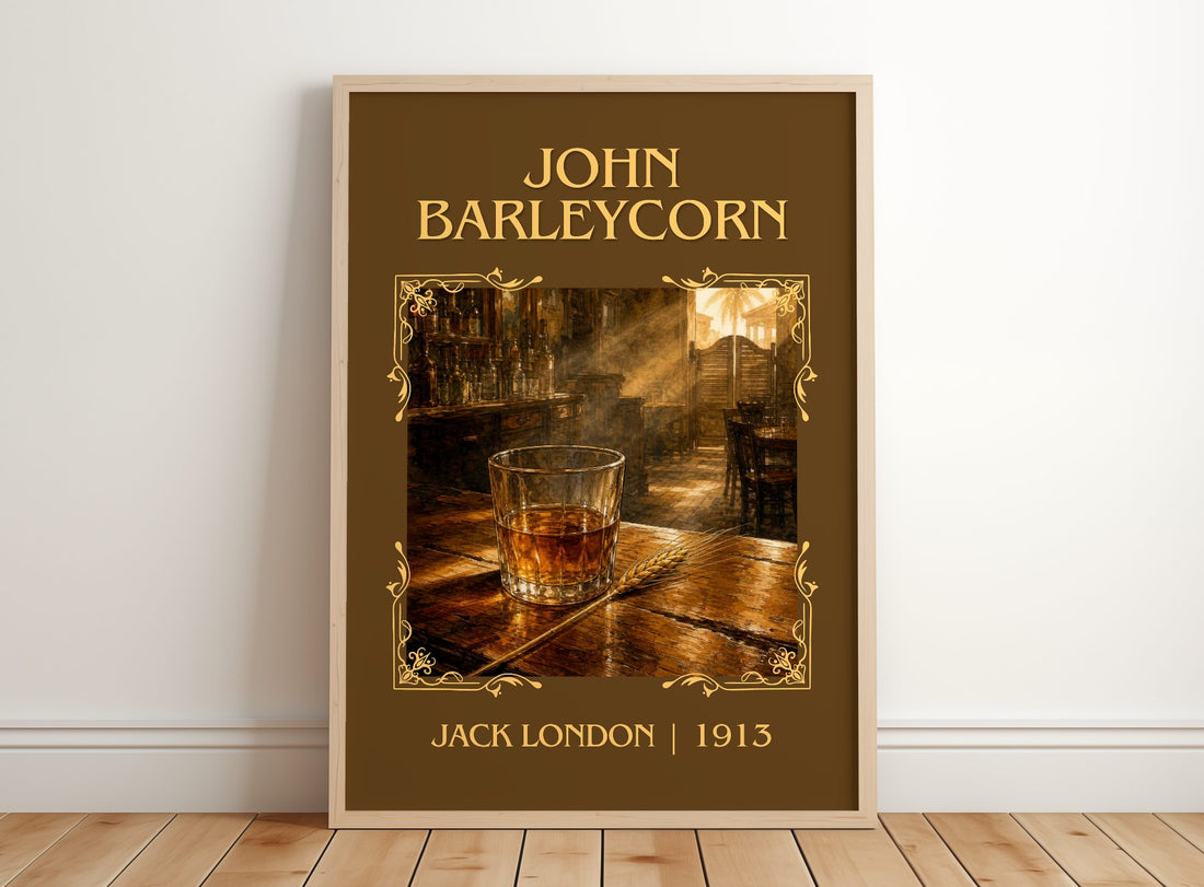 John Barleycorn Classic Book Art Print by Jack London – framed print leaning on a wooden floor