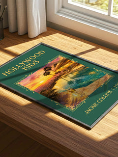 Hollywood Kids Classic Book Art Print by Jackie Collins – print on a sunlit desk