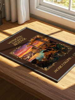 Vendetta: Lucky's Revenge Classic Book Art Print by Jackie Collins – print on a sunlit desk