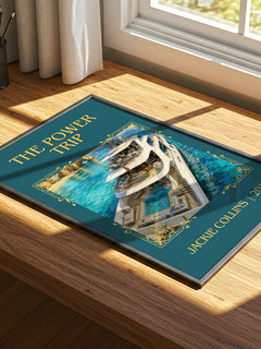 The Power Trip Classic Book Art Print by Jackie Collins – print on a sunlit desk