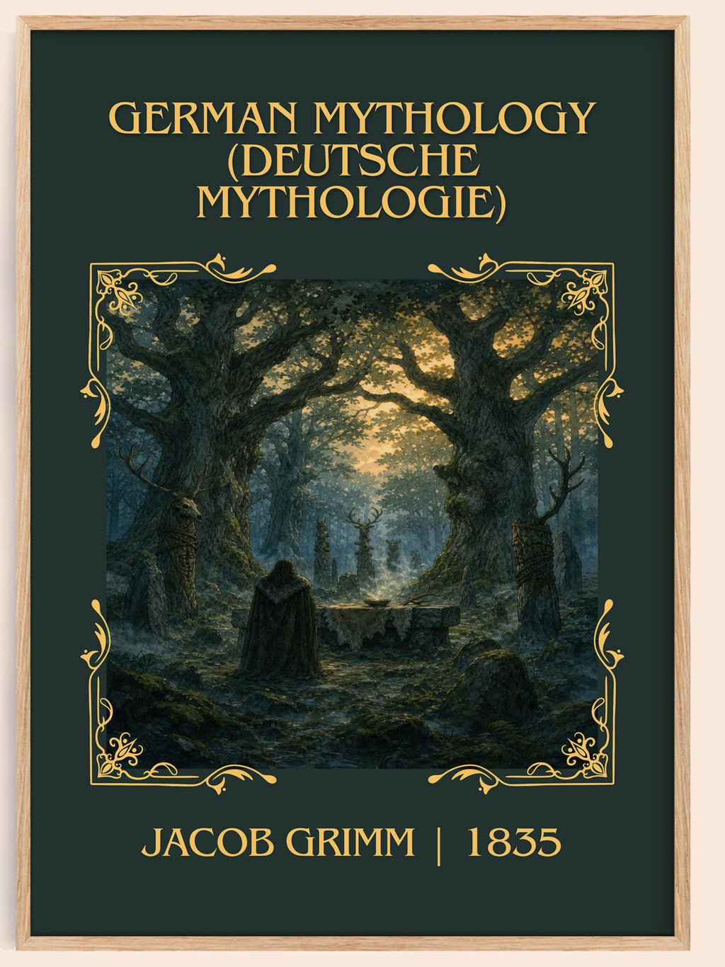 German Mythology (Deutsche Mythologie) Classic Book Art Print by Jacob Grimm – book poster