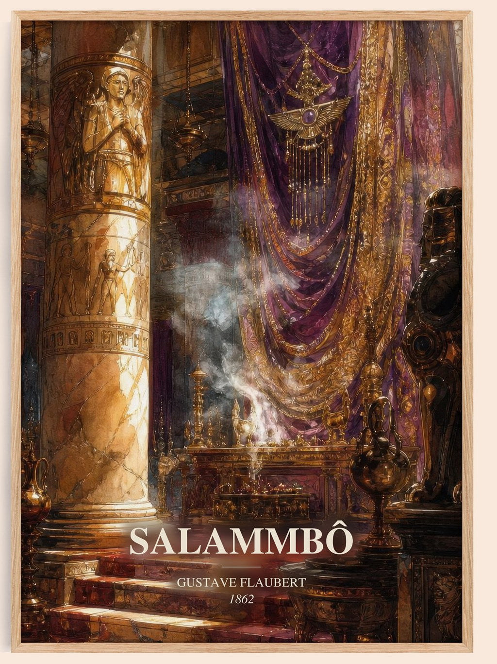 Salammbô watercolour book poster by Gustave Flaubert – framed literary art print